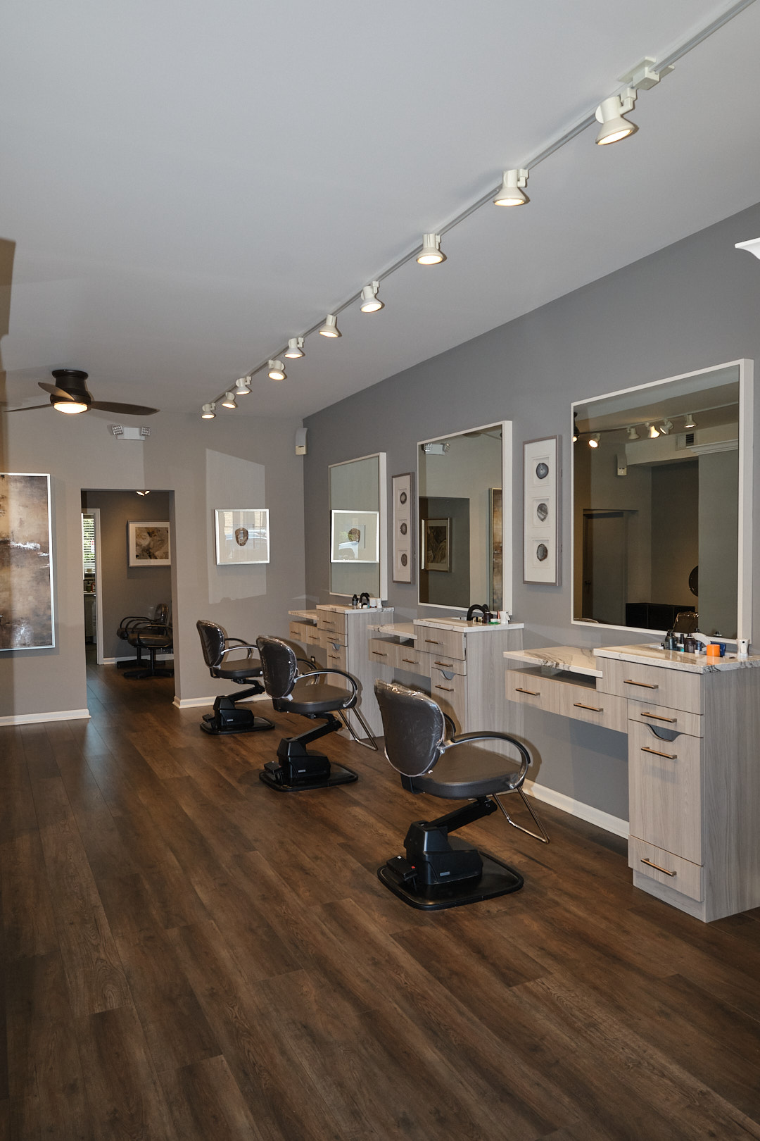 Styling stations at Wesley James Salon